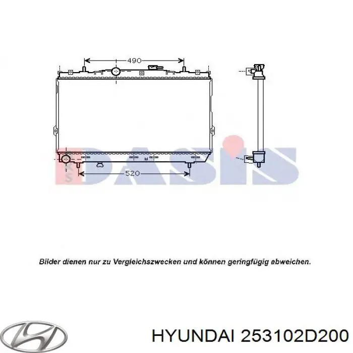 Радиатор охлаждения двигателя HYUNDAI 253102D200