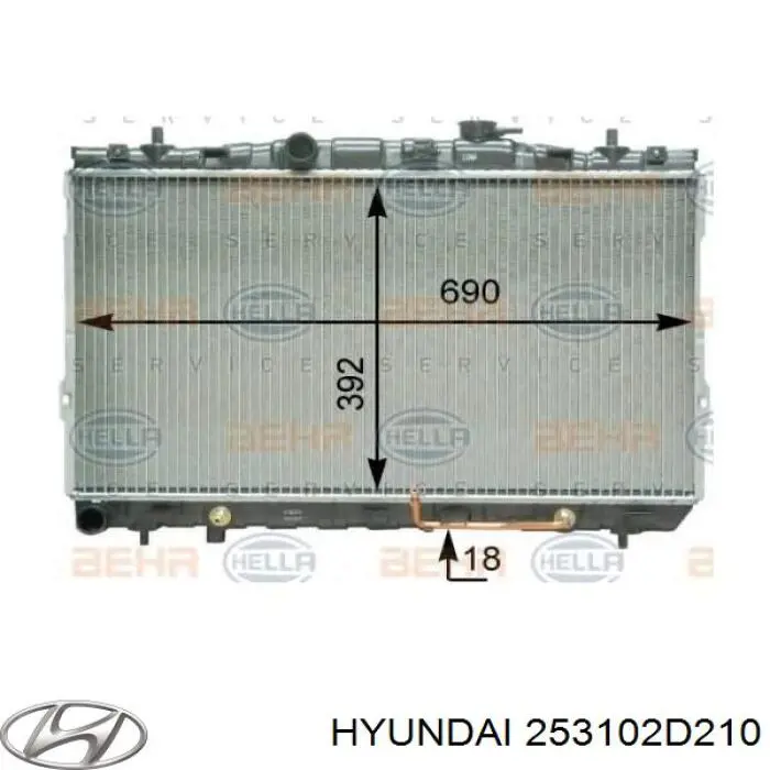 Radiador refrigeración del motor 253102D210 Hyundai/Kia