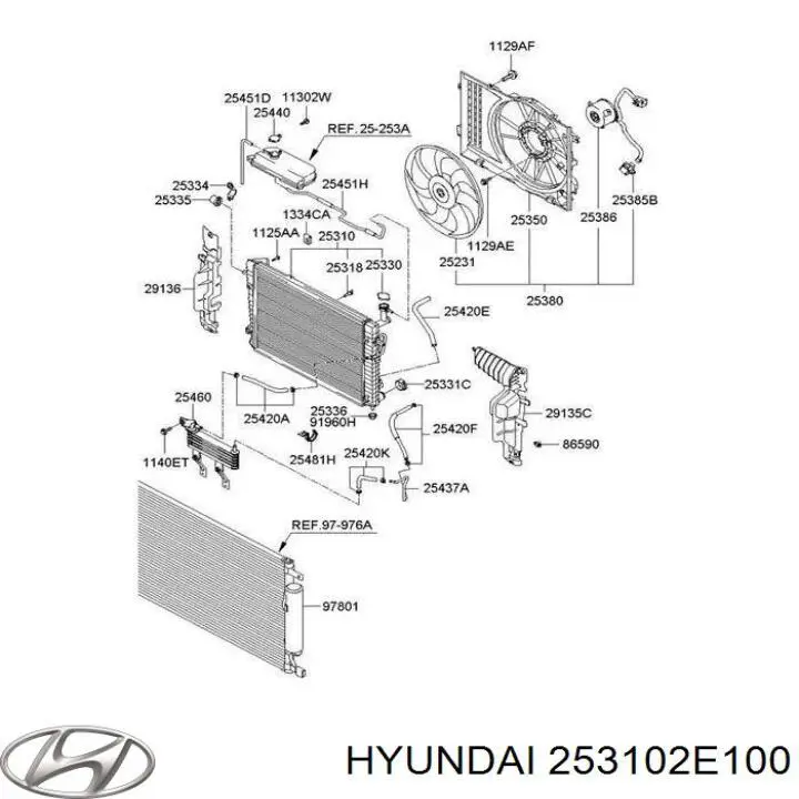 Купить 253102E100 Hyundai/Kia Радиатор водяной