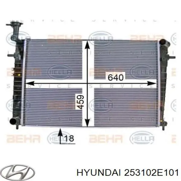 Радиатор охлаждения двигателя HYUNDAI 253102E101
