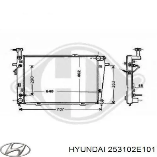 Радиатор охлаждения Hyundai/Kia 253102E101