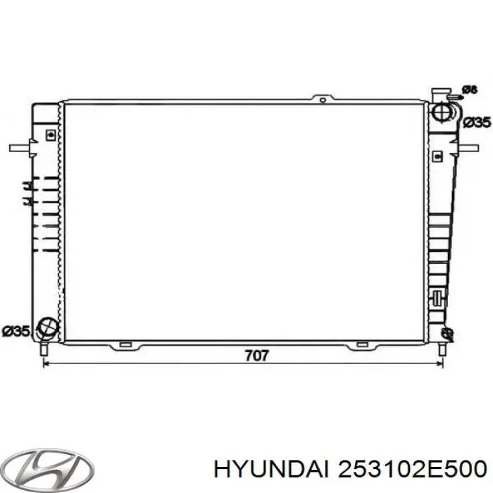 Радиатор охлаждения двигателя HYUNDAI 253102E500