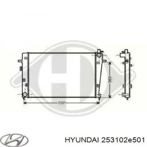 Радиатор охлаждения двигателя HYUNDAI 253102E501