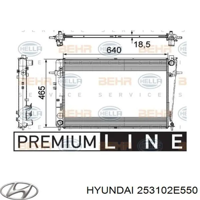 Радиатор охлаждения двигателя HYUNDAI 253102E550