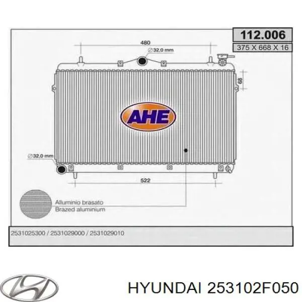 253102F050 Hyundai/Kia Радиатор основной