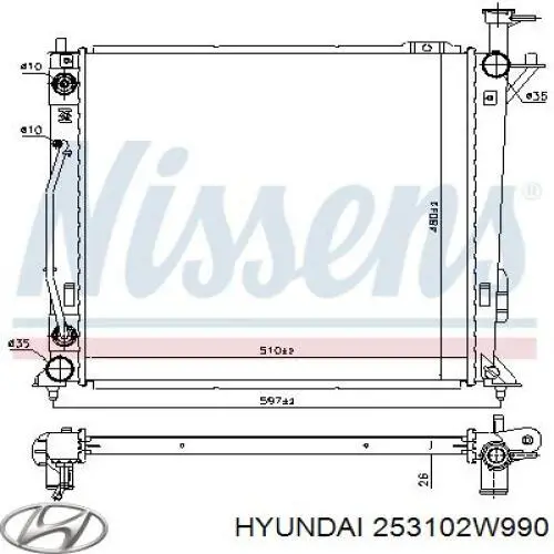 Радиатор 253102W971 Hyundai/Kia