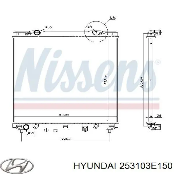 Радиатор охлаждения двигателя Hyundai/Kia 253103E150 цена, от 167.42 USD