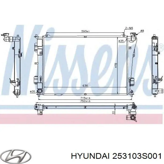 Радиатор охлаждения двигателя Hyundai/Kia 253103S001 цена, от 101.92 USD