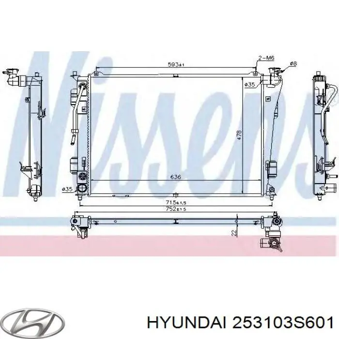 253103S601 Hyundai/Kia radiador de esfriamento de motor
