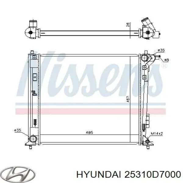 Радиатор охлаждения двигателя Hyundai/Kia 25310D7000