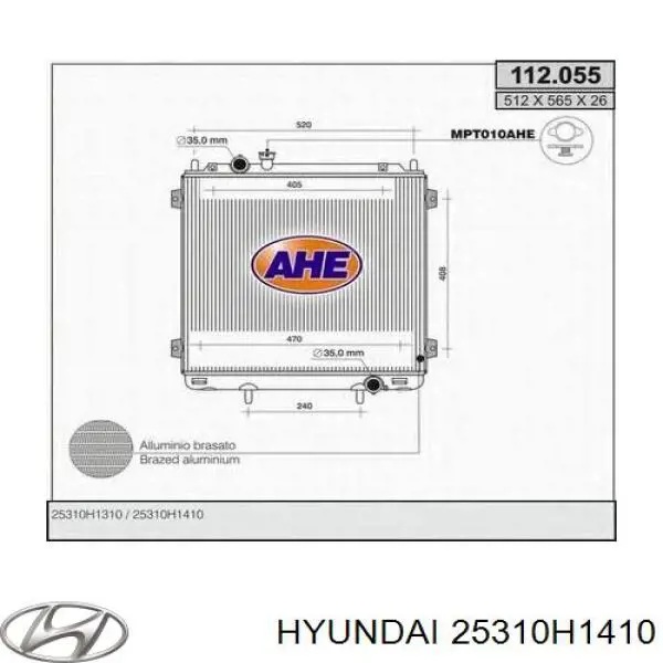 Радиатор 25310H1410 Hyundai/Kia