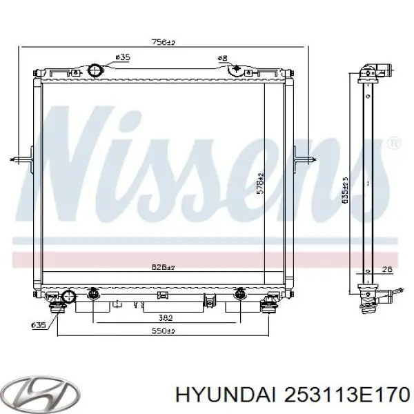 Радиатор охлаждения Hyundai/Kia 253113E170