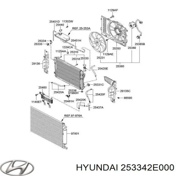 Подушка радіатора охолодження, верхня 253342E000 Hyundai/Kia