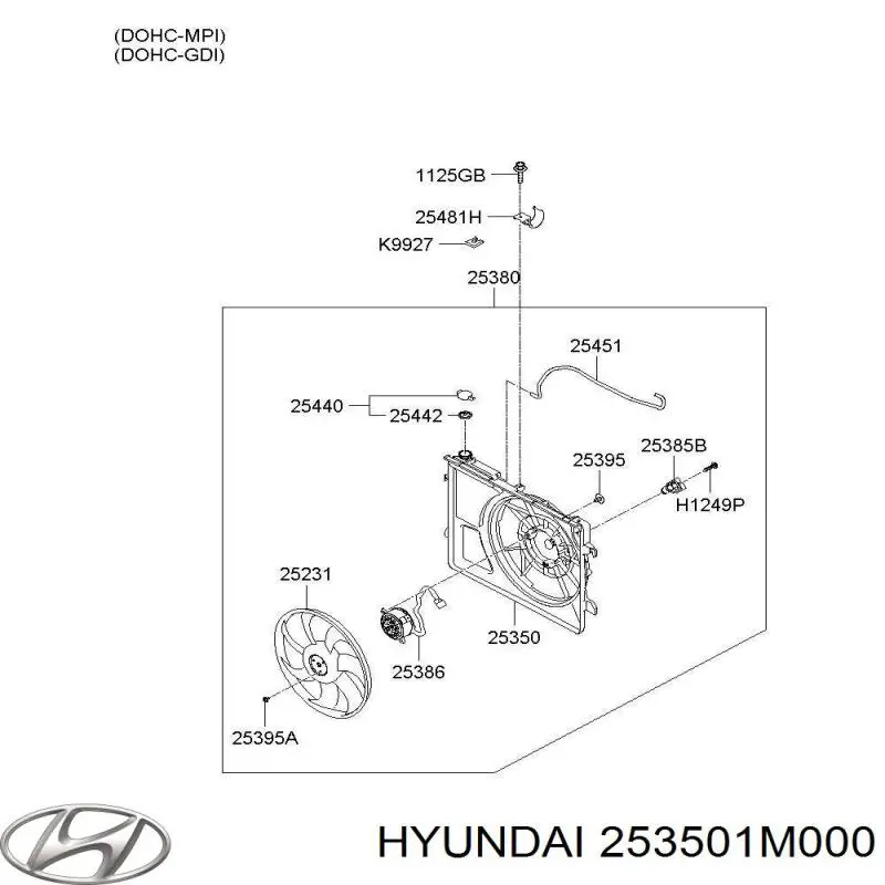 Диффузор радиатора 253501M000 Hyundai/Kia