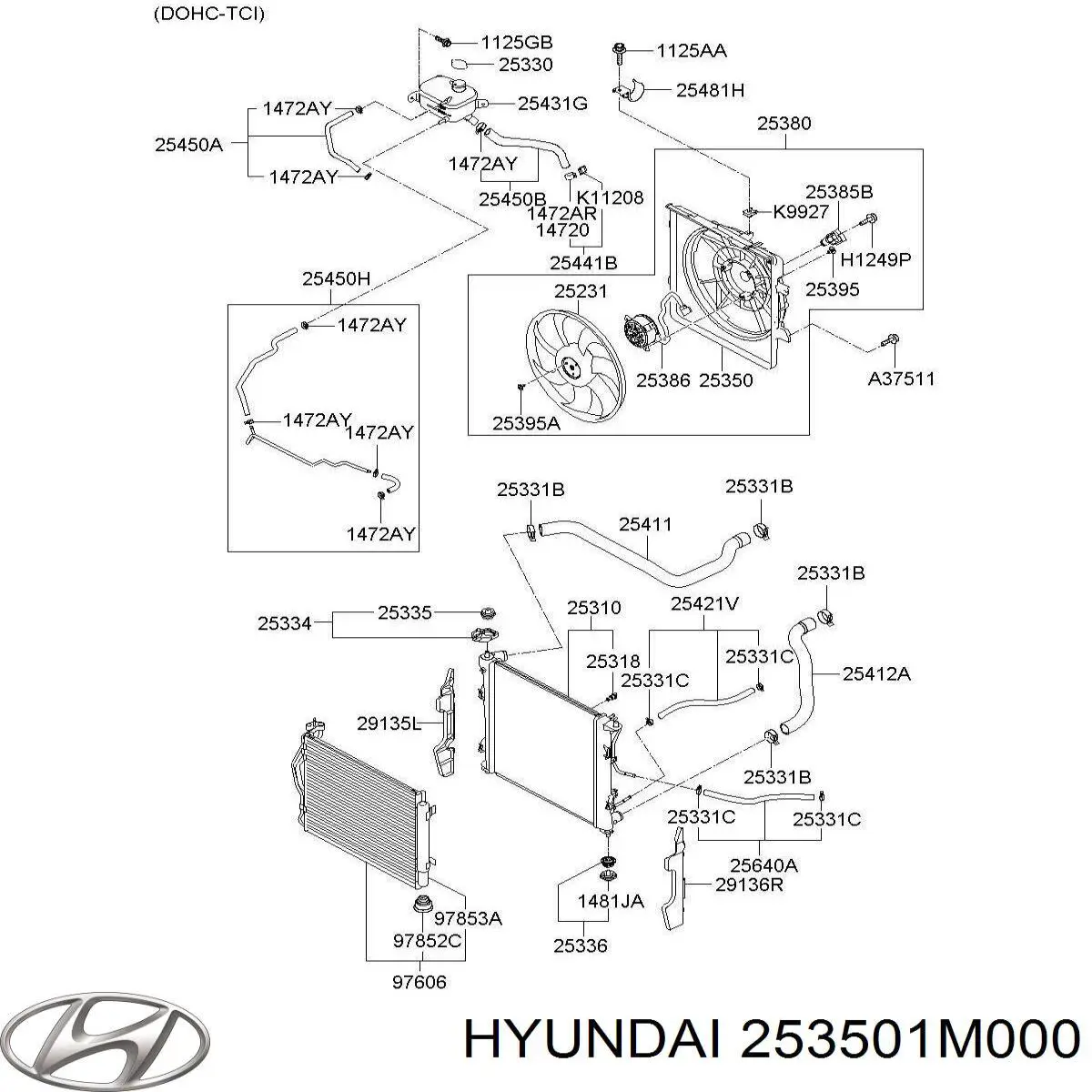 253501M000 Hyundai/Kia Рамка вентилятора