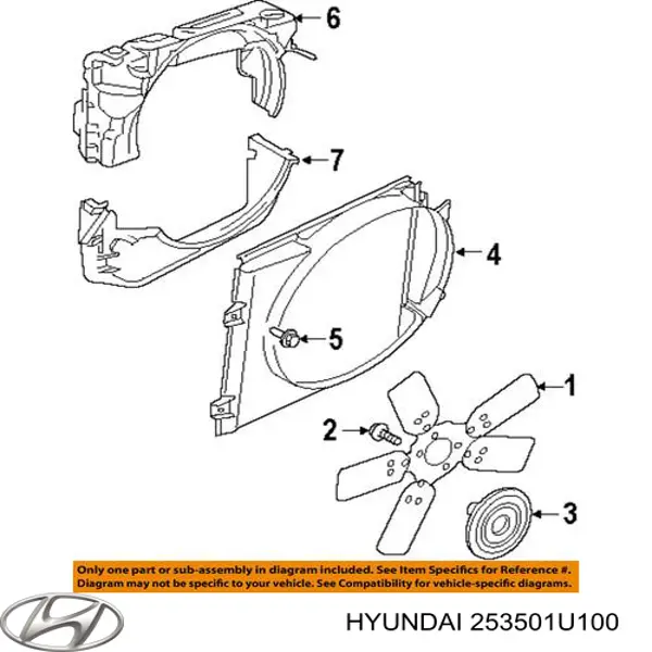 253501U100 Hyundai/Kia диффузор радиатора охлаждения