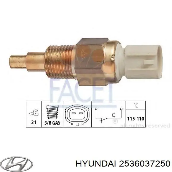Купить 2536037250 Hyundai/Kia Датчик включения вентилятора радиатора 