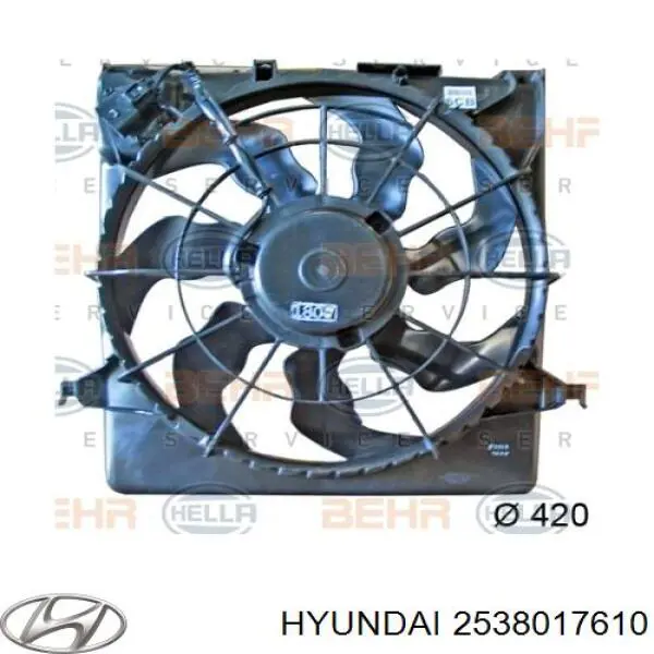 2538017610 Hyundai/Kia difusor do radiador de esfriamento, montado com motor e roda de aletas