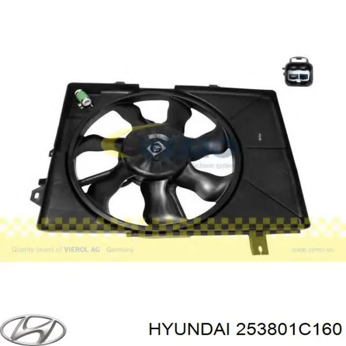 Диффузор радиатора охлаждения в сборе с мотором и крыльчаткой Hyundai/Kia 253801C160 цена, от 81.55 USD