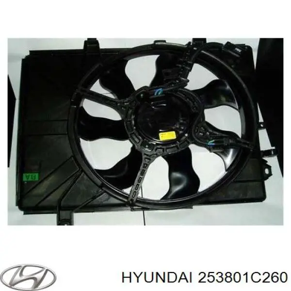 253801C260 Hyundai/Kia диффузор радиатора охлаждения, в сборе с мотором и крыльчаткой