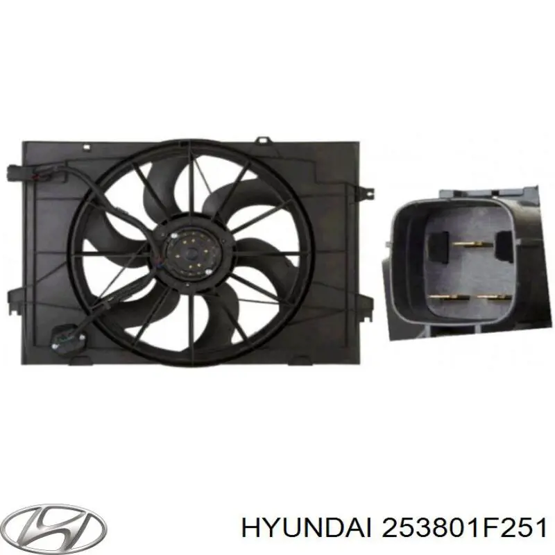 Купить 253801F251 Hyundai/Kia Диффузор вентилятора в сборе с мотором и крыльчаткой