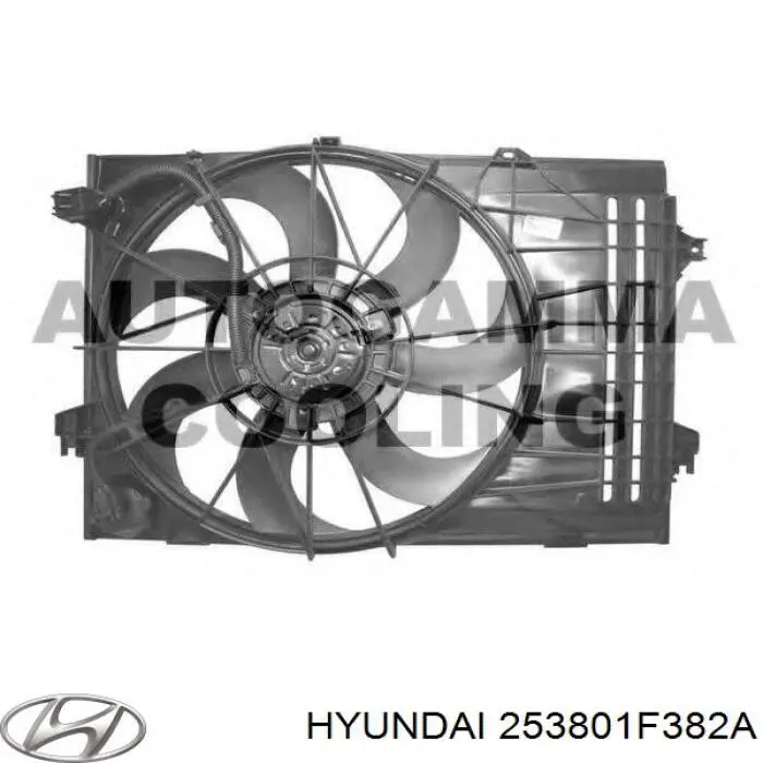 253801F381 Hyundai/Kia difusor do radiador de esfriamento, montado com motor e roda de aletas