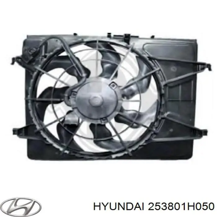 253801H050 Hyundai/Kia ventilador elétrico de esfriamento montado (motor + roda de aletas)