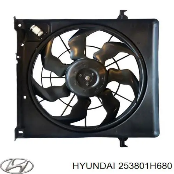 253801H680 Hyundai/Kia диффузор радиатора охлаждения, в сборе с мотором и крыльчаткой