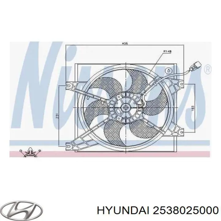 Купить 2538025000 Hyundai/Kia Диффузор вентилятора в сборе с мотором и крыльчаткой