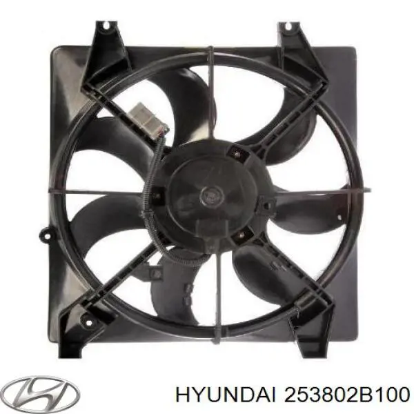 253802B100 Hyundai/Kia диффузор радиатора охлаждения, в сборе с мотором и крыльчаткой