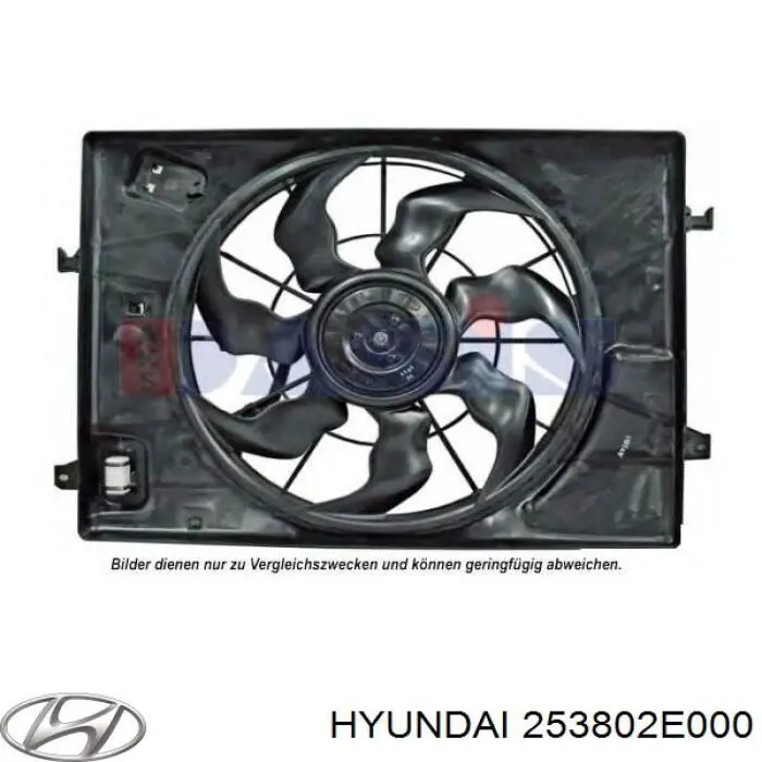 253802E000 Hyundai/Kia диффузор радиатора охлаждения, в сборе с мотором и крыльчаткой