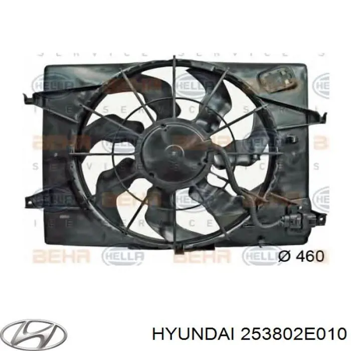 253802E010 Hyundai/Kia диффузор радиатора охлаждения, в сборе с мотором и крыльчаткой