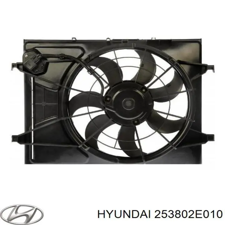 Купить 253802E010 Hyundai/Kia Диффузор вентилятора в сборе с мотором и крыльчаткой