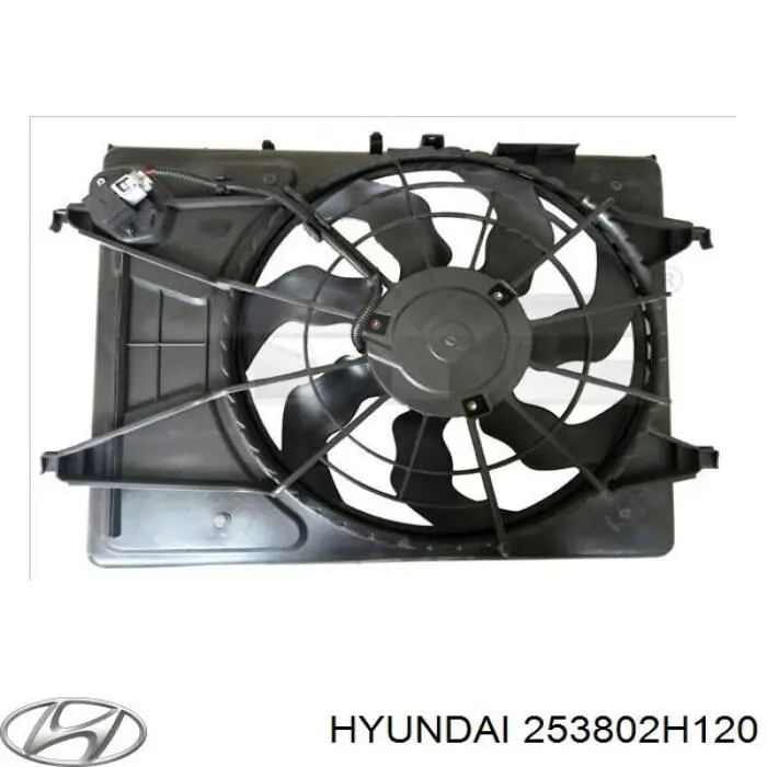 253802H120 Hyundai/Kia difusor do radiador de esfriamento, montado com motor e roda de aletas