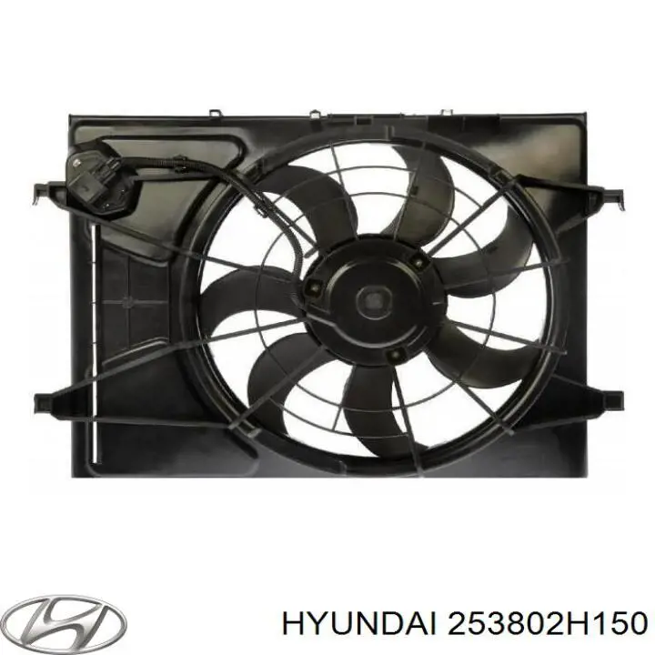 Диффузор радиатора охлаждения, в сборе с мотором и крыльчаткой на Hyundai Elantra 