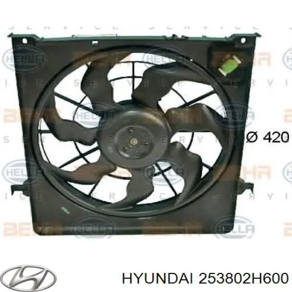 Диффузор радиатора охлаждения в сборе с мотором и крыльчаткой Hyundai/Kia 253802H600 цена, от 56.72 USD