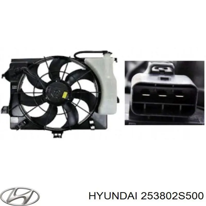 253802S500 Hyundai/Kia диффузор радиатора охлаждения, в сборе с мотором и крыльчаткой