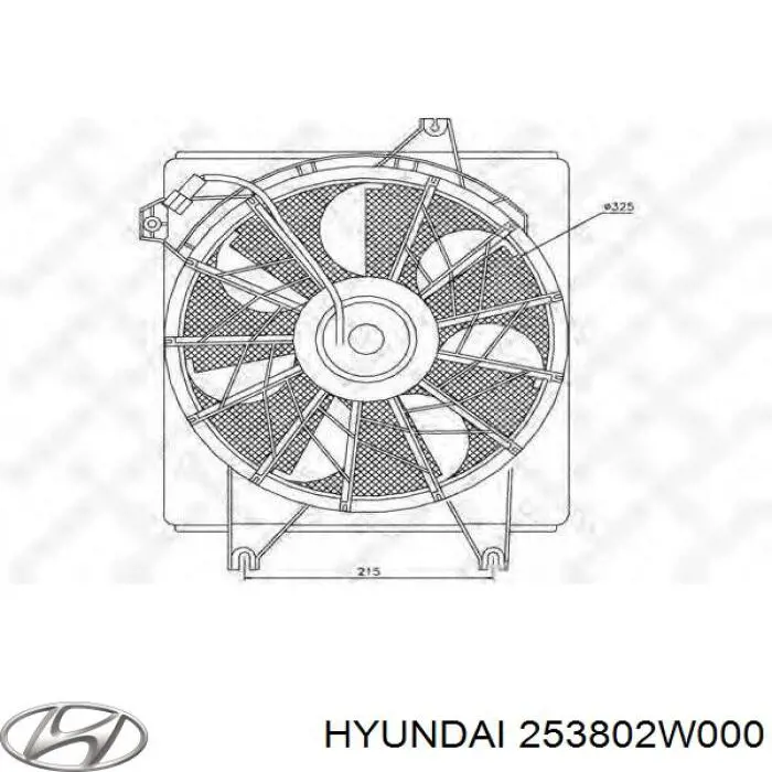 253802W000 Hyundai/Kia электровентилятор охлаждения в сборе (мотор+крыльчатка)