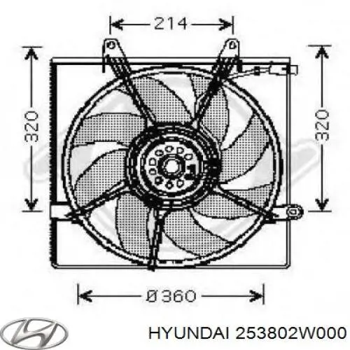 Диффузор радиатора охлаждения в сборе с мотором и крыльчаткой Hyundai/Kia 253802W000 цена, от 83.96 USD
