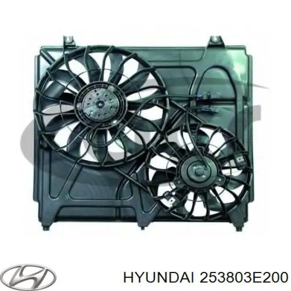 253803E200 Hyundai/Kia Диффузор радиатора охлаждения в сборе с мотором