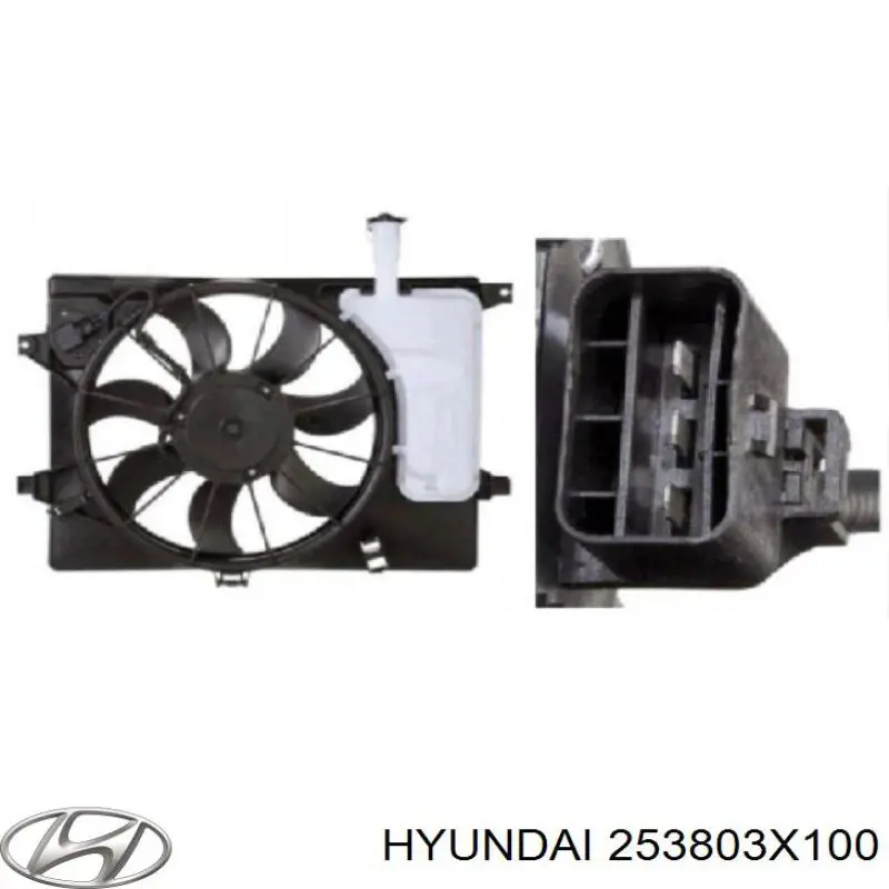 253803X100 Hyundai/Kia difusor do radiador de esfriamento, montado com motor e roda de aletas