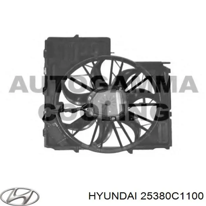 25380C1100 Hyundai/Kia ventilador elétrico de esfriamento montado (motor + roda de aletas)