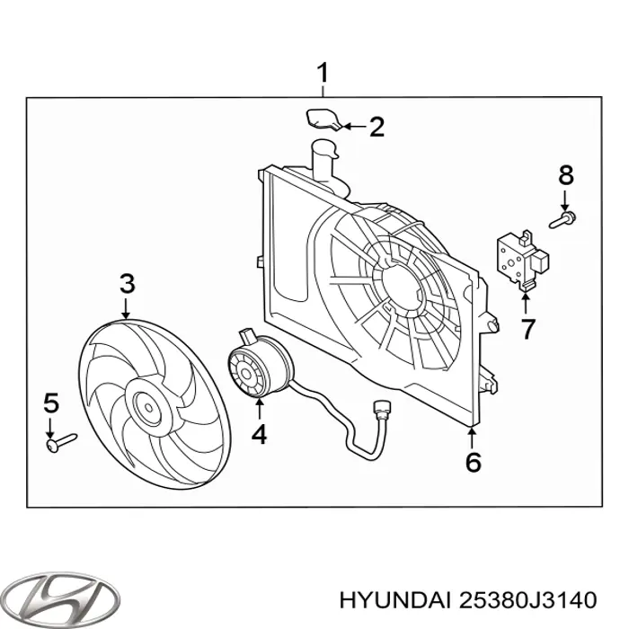 Диффузор радиатора охлаждения в сборе с мотором и крыльчаткой Hyundai/Kia 25380J3140 цена, от 115.82 USD