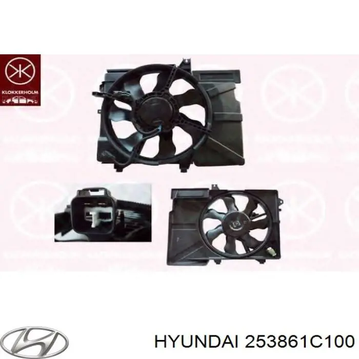 Диффузор радиатора охлаждения в сборе с мотором и крыльчаткой Hyundai/Kia 253861C100 цена, от 77.05 USD