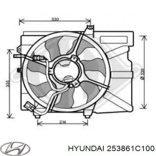 Купить 253861C100 Hyundai/Kia Диффузор вентилятора в сборе с мотором и крыльчаткой