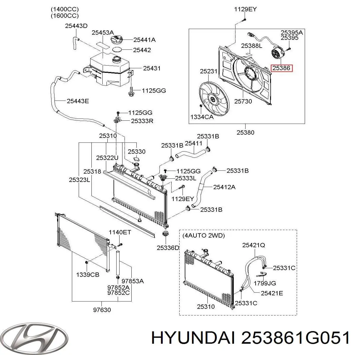 Мотор вентилятора системы охлаждения Hyundai/Kia 253861G051 цена, от 201.87 USD