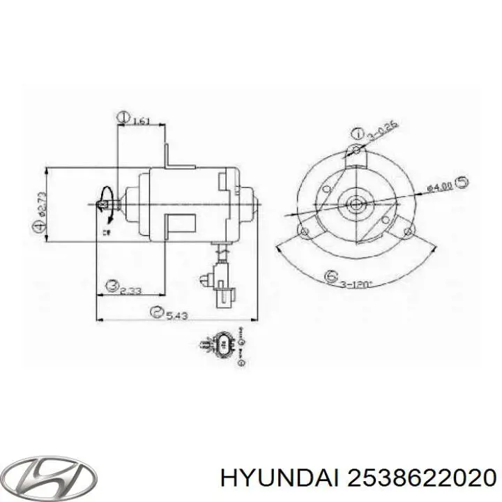 2538622020 Hyundai/Kia Электродвигатель вентилятора системы охлаждения