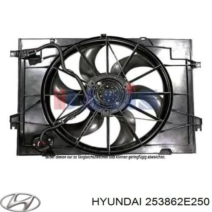 253861F380 Hyundai/Kia электровентилятор охлаждения в сборе (мотор+крыльчатка)