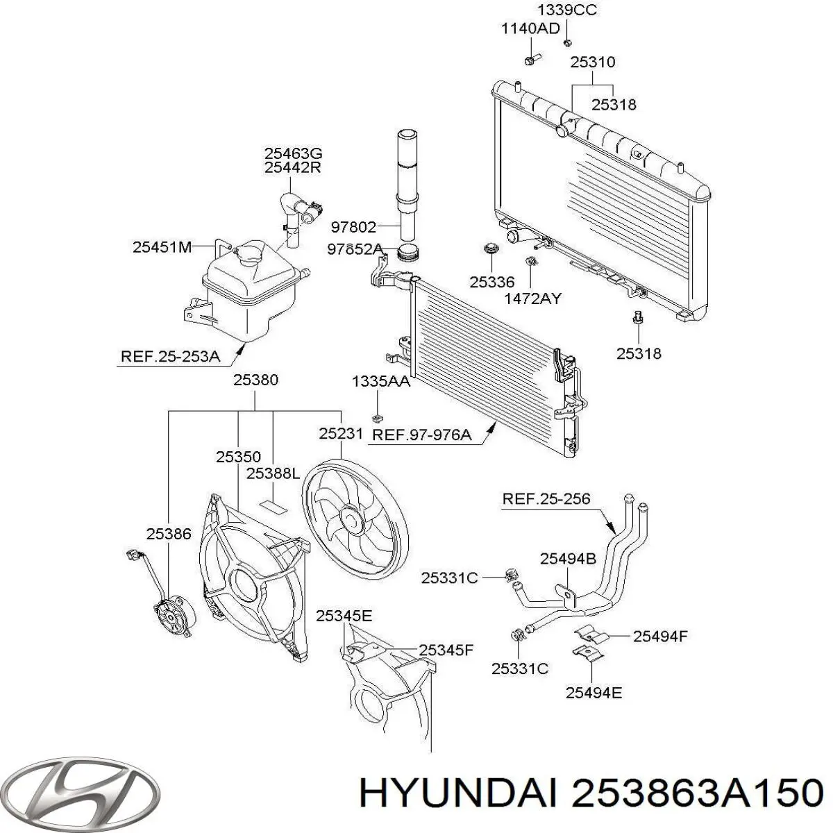 Мотор вентилятора системы охлаждения на Hyundai Trajet FO