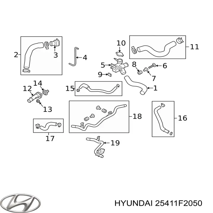 25411F2050 Hyundai/Kia mangueira (cano derivado do radiador de esfriamento superior)